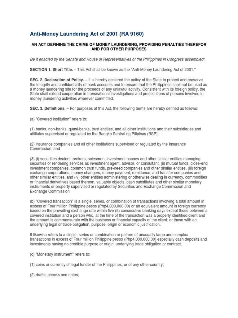 Anti-Money Laundering Act Overview | PDF | Asset Forfeiture | Money ...