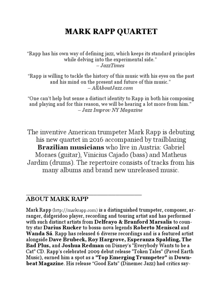 Mark Rapp Quartet Europe 1 | PDF | Jazz | American Popular Music
