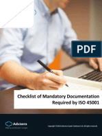 Checklist of Mandatory Documentation Required by ISO 45001 en