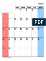 April 2018 Calendar Small Numerals