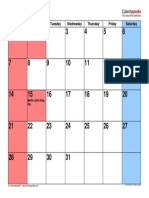 January 2018 Calendar Small Numerals
