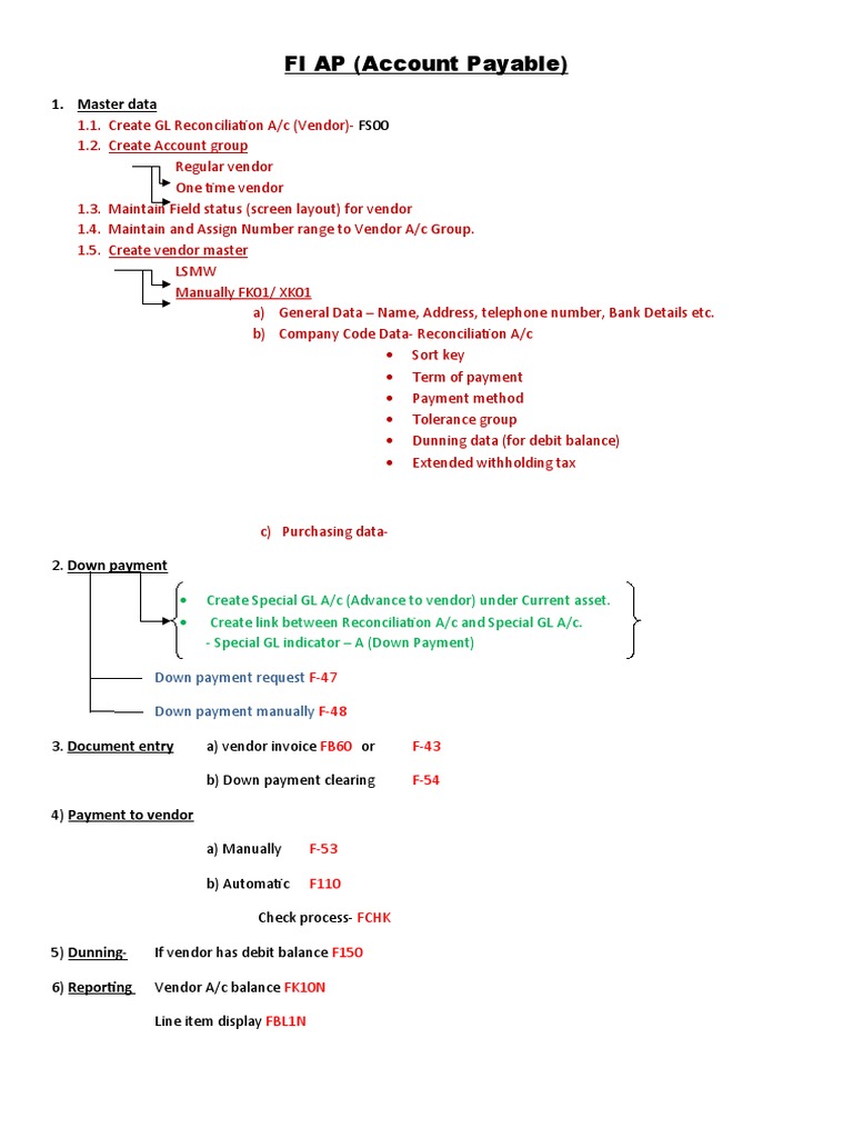 FI AP (Accounts Payable) Complete Process | PDF