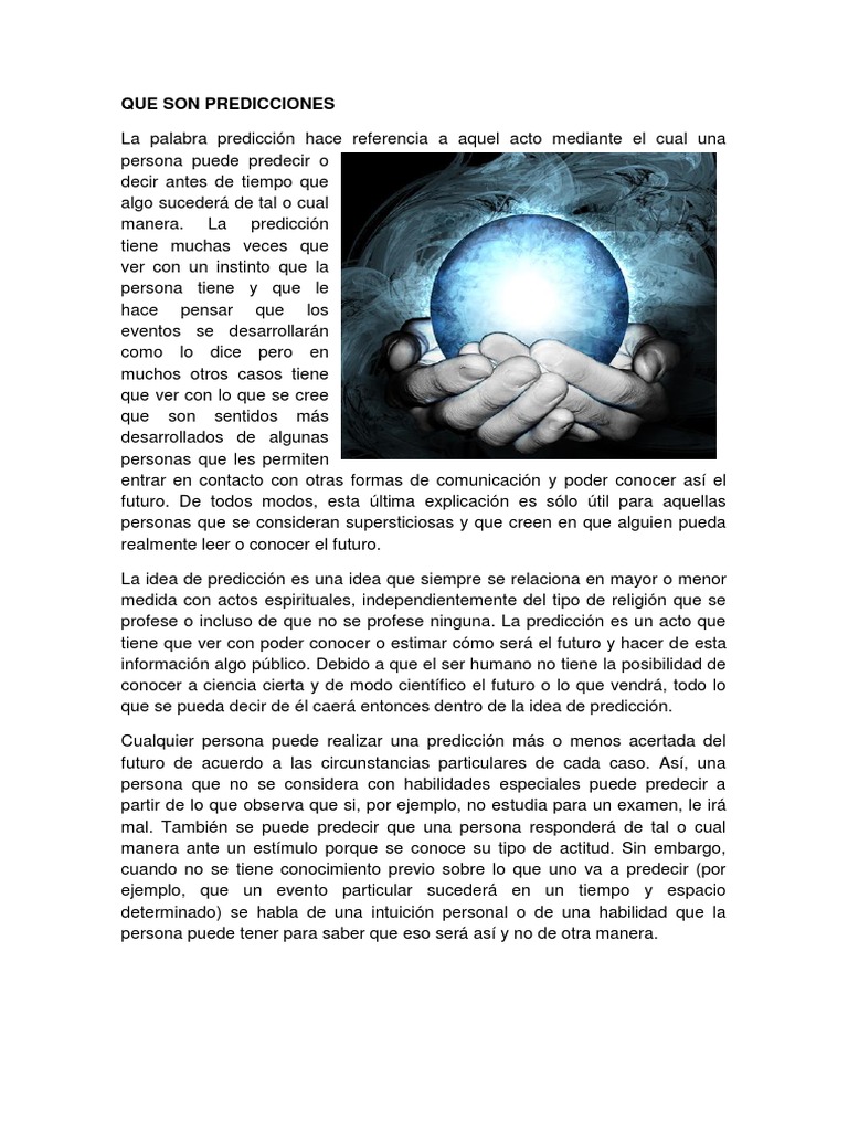 Definición y concepto de predicción | PDF | Relaciones personales ...