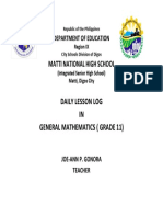 Daily Lesson Log IN General Mathematics (Grade 11) : Matti National High School