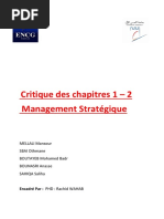 Critiques Chapitre 1 Et 2 Management Stratégique