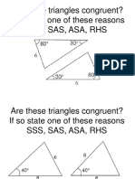 Are These Triangles Congruent? If So State One of These Reasons SSS, Sas, Asa, Rhs