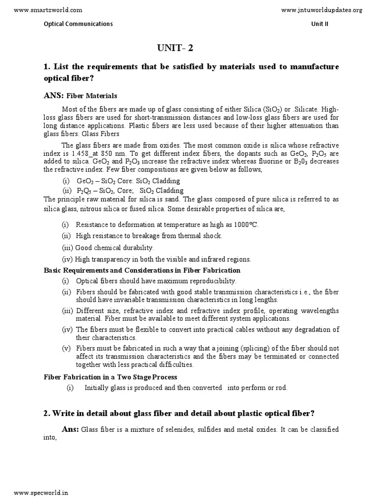 Optical Fiber Materials Guide | PDF | Attenuation | Optical Fiber