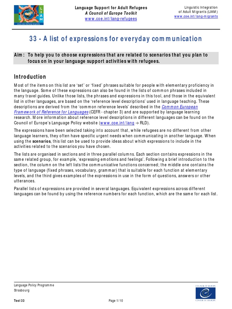 Everyday Expressions for Refugees | PDF | Verb | English Language