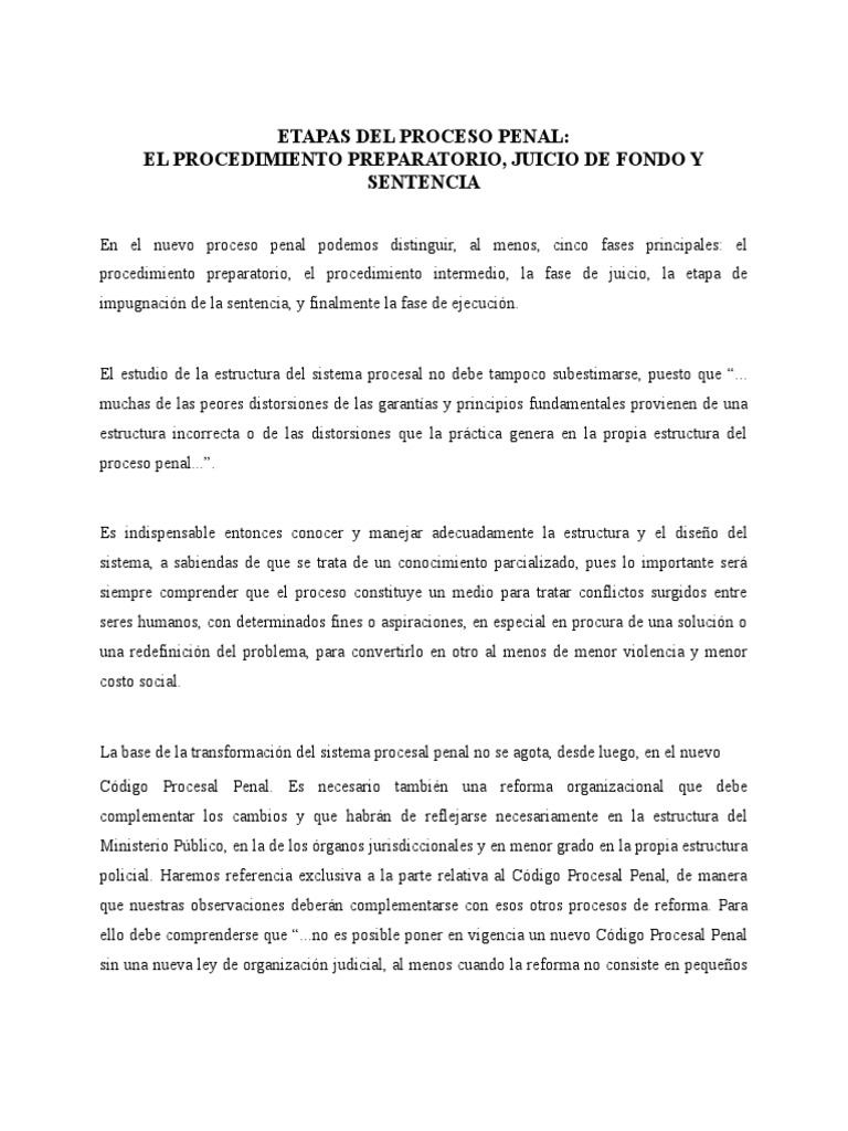 Etapas Del Proceso Penal | PDF | Derecho penal | Ley procesal