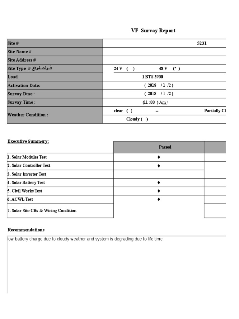 Solar Site Survey Report 2018 | PDF | Power Inverter | Solar Panel