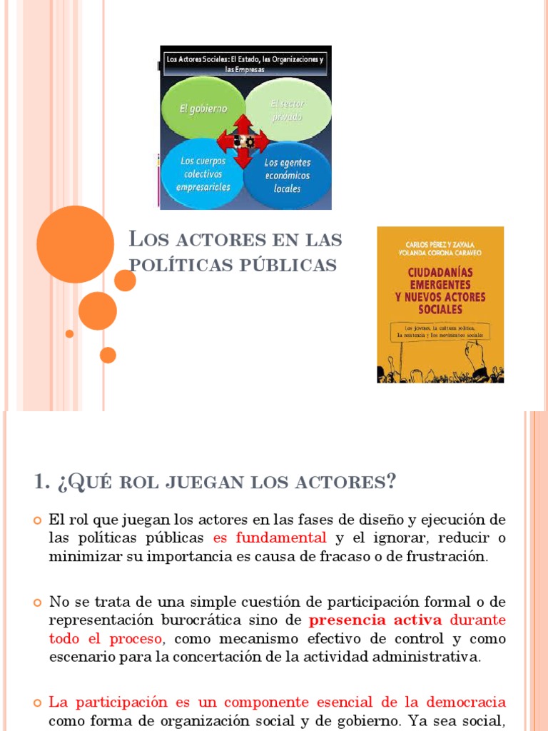 Actores en Políticas Públicas y sus Roles | PDF | Participación pública ...