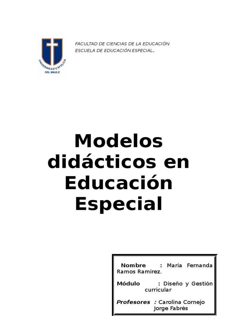 Modelos Didácticos en Educación Especial | PDF | Plan de estudios ...