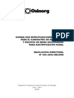 Norma Dge Especificaciones Técnicas para El Suministro de Materiales y Equipos de Redes Secundarias para Electrificacion Rural