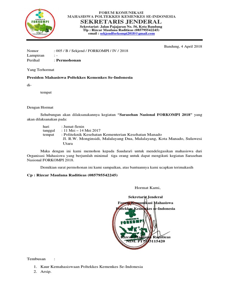 Contoh Format Surat Delegasi Contoh Surat Terbaru 2020