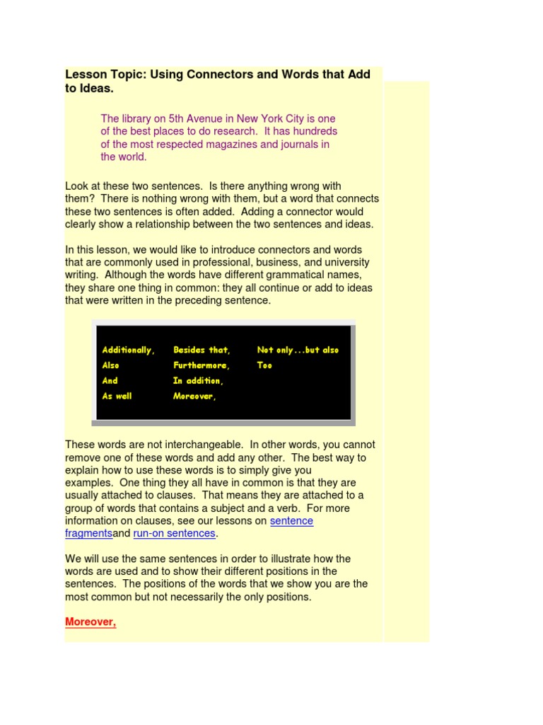 Logical Connectors | PDF | Sentence (Linguistics) | Word