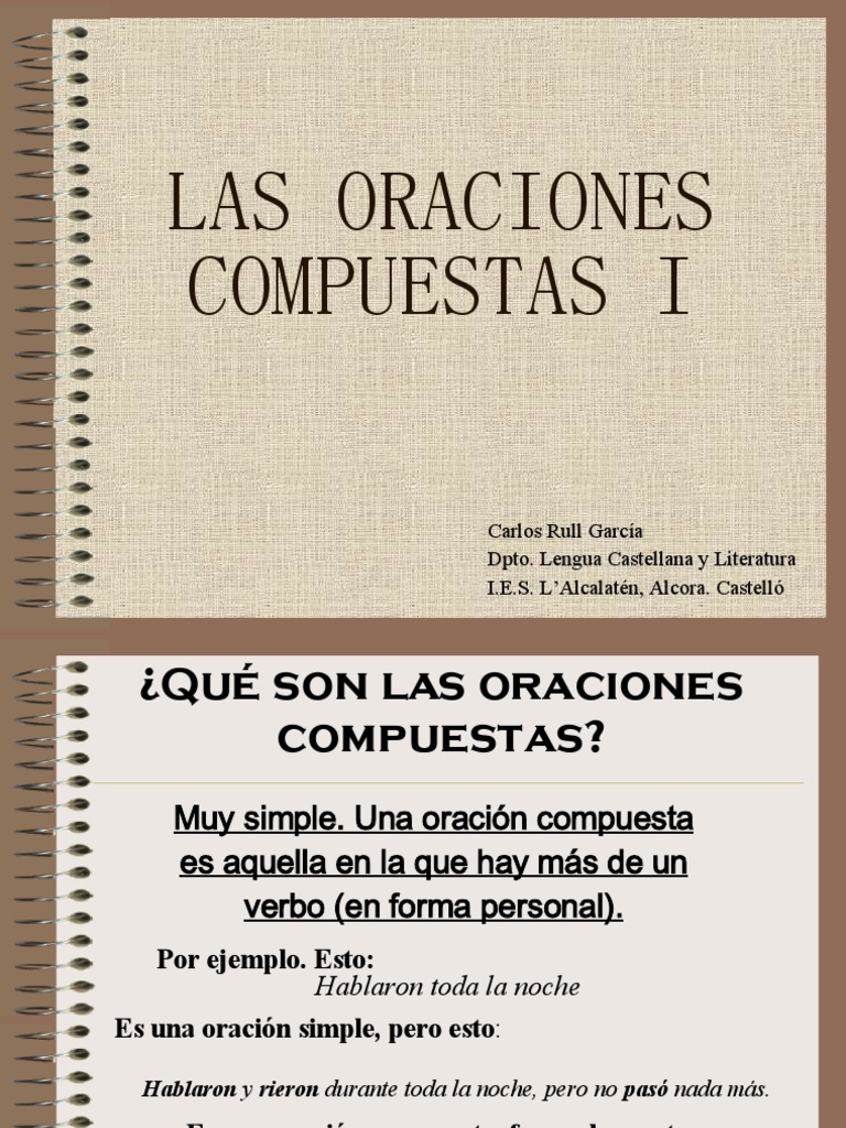 Tipos y Estructura de Oraciones Compuestas | PDF | Oración (Lingüística ...