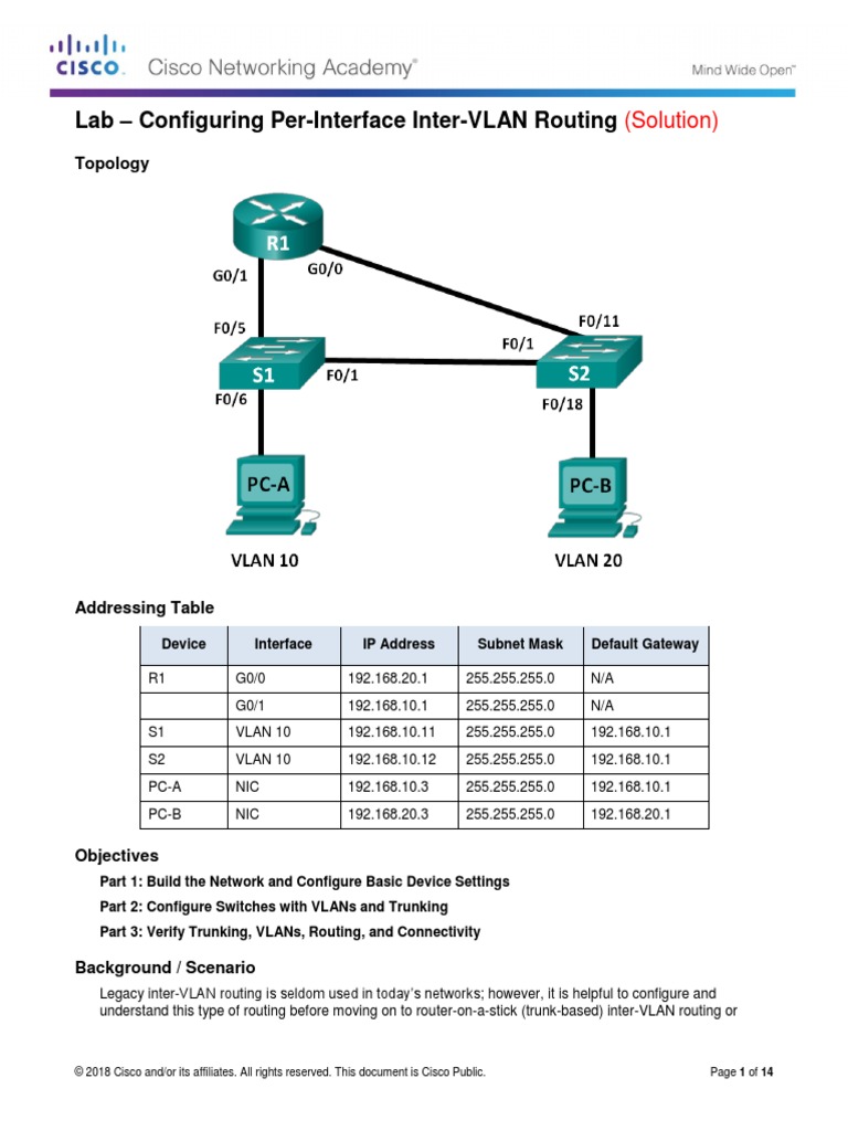 6.3.2.4 Lab - Configuring Per-Interface Inter-VLAN Routing ...