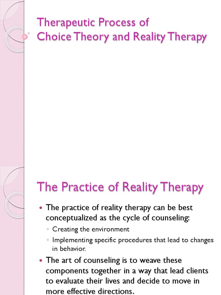 Reality Therapy: Counseling Environment | PDF | Psychotherapy | Emergence