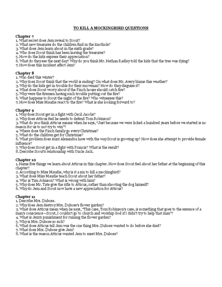 To Kill A Mockingbird Chapter 7 Summary