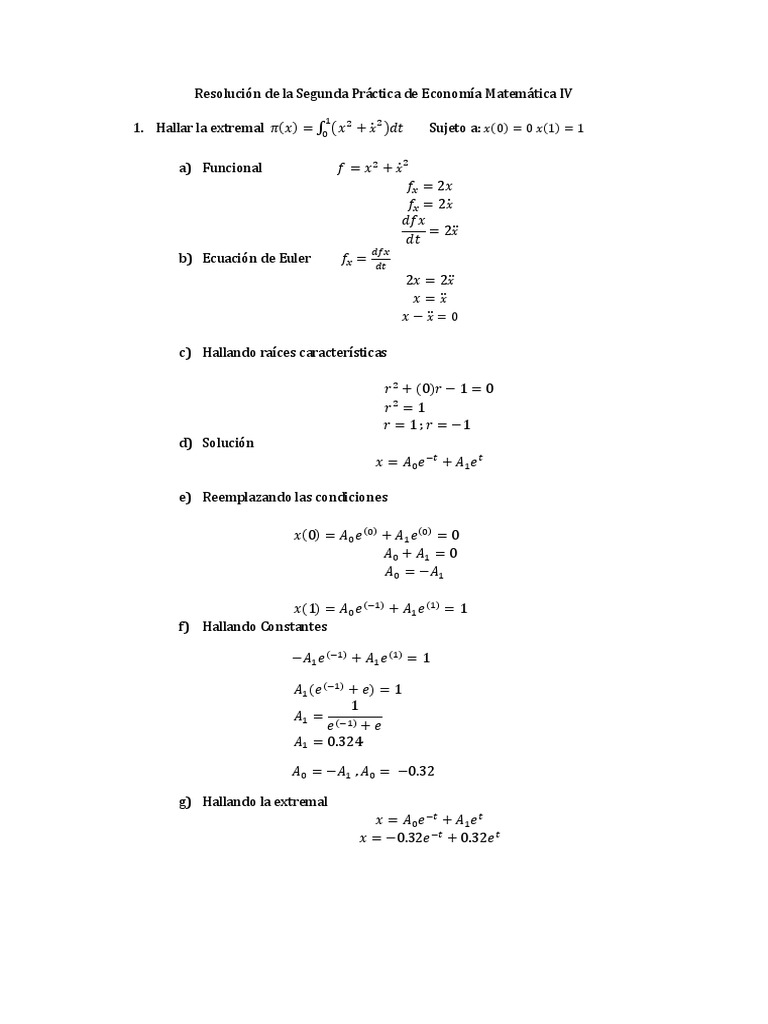 Ejercicios Resueltos de Economia Matematica 4 | PDF | Ecuaciones | Análisis