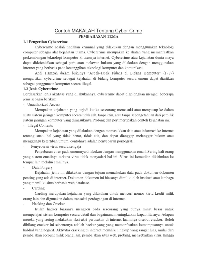 Contoh MAKALAH Tentang Cyber Crime | PDF