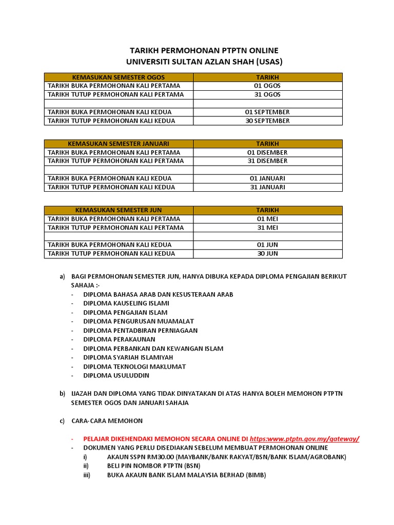 9 Tarikh Permohonan Ptptn Online