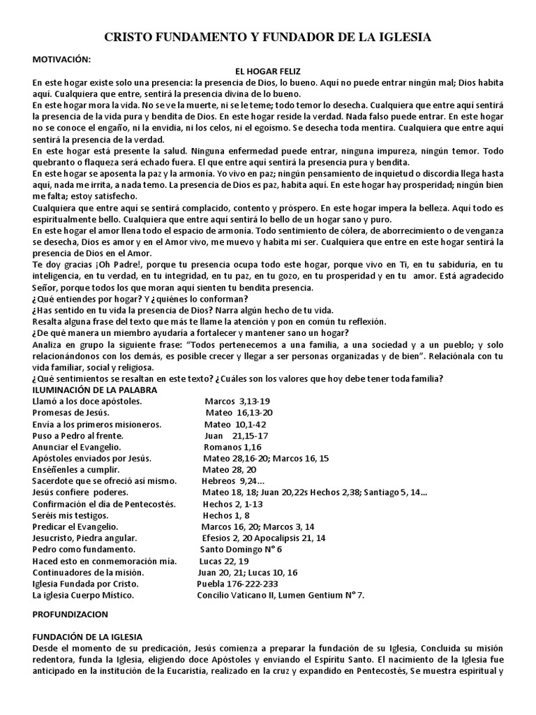Cristo Fundamento y Fundador de La Iglesia | PDF | Papa | Iglesia Católica