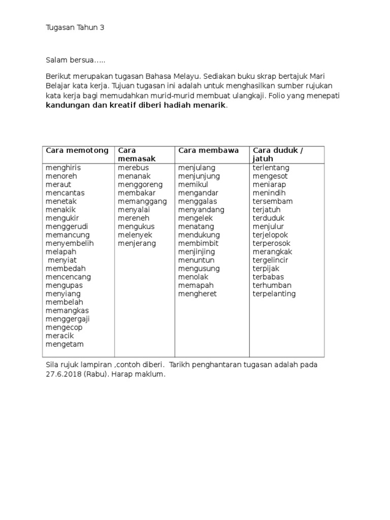 Contoh Kata Kerja Material Mosaicone