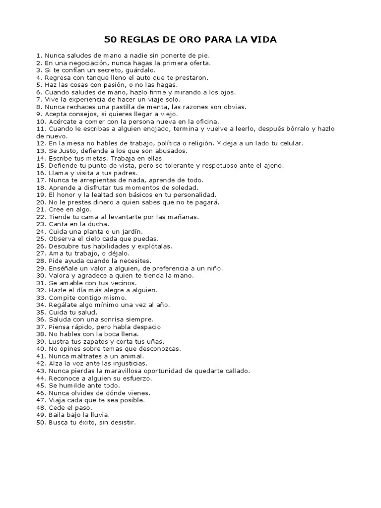 50 Reglas de Oro para la Vida | PDF | Violencia