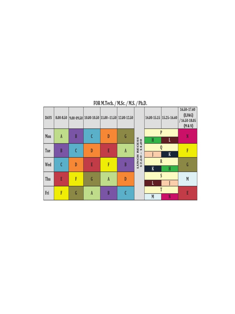 IIT Madras M.Tech Class Timetable | PDF