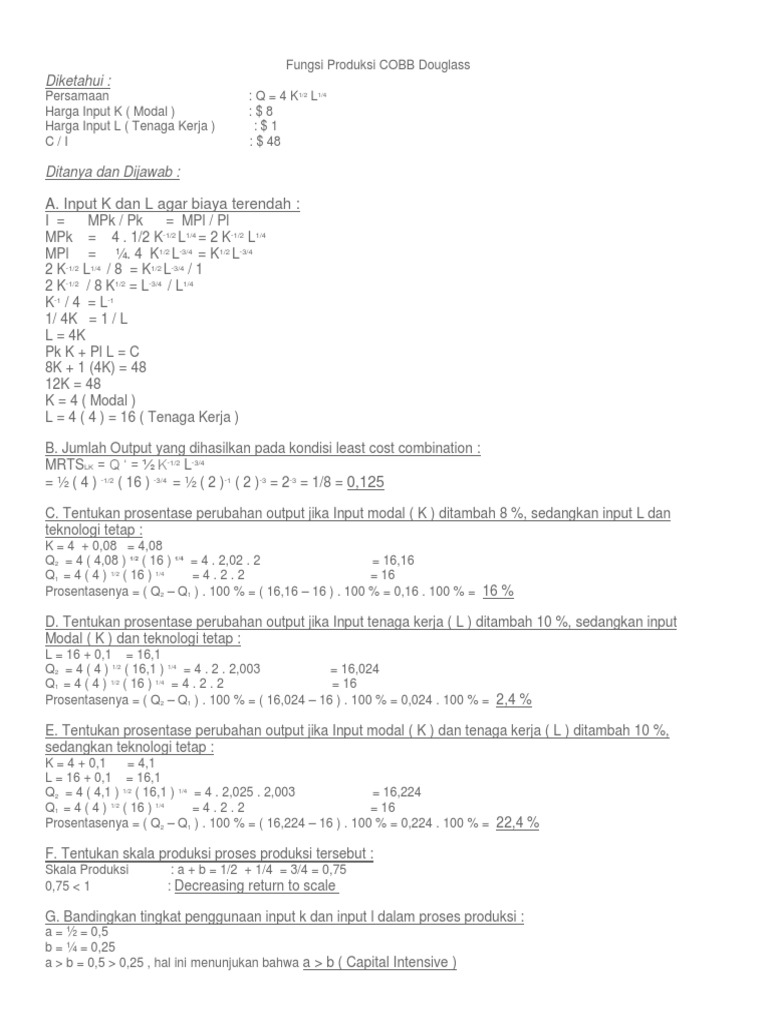 Yuk Mojok! Contoh Soal Fungsi Produksi Cobb Douglas