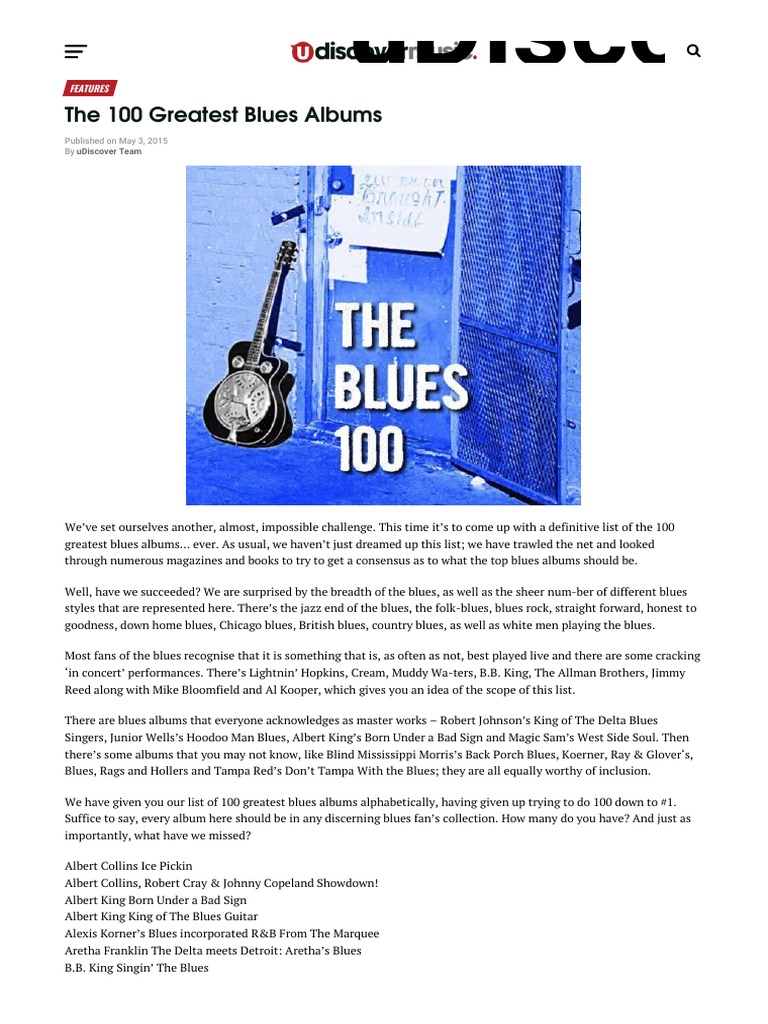 100 Best Blues Albums PDF Blues Music Hall Of Fame Inductees