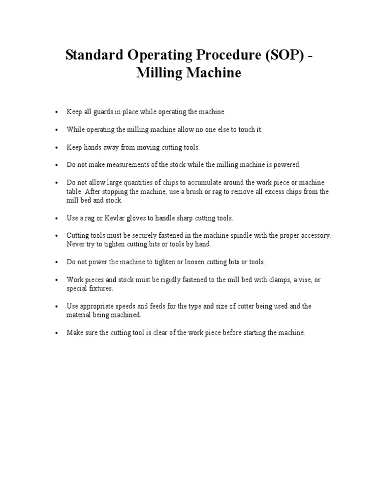 SOP Milling Machine