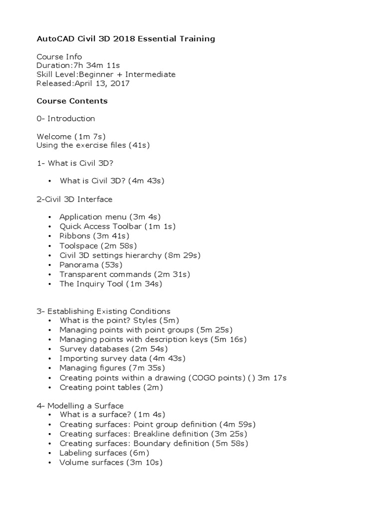 AutoCAD Civil 3D 2018 Training Guide | PDF | Software | Computing