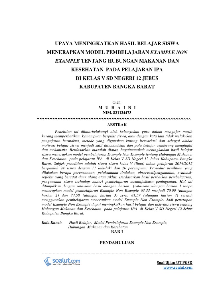 Contoh Karil UT PGSD Karya Ilmiah IPA Hubungan Makanan