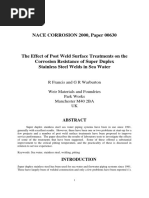 The Effect of Post Weld Surface Treatments on the Corrosion Resistance of SDSSl Welds in Sea Water