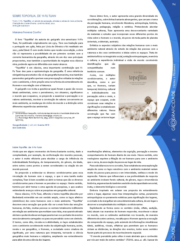 Topofilia PDF | PDF | Geografia | Percepção