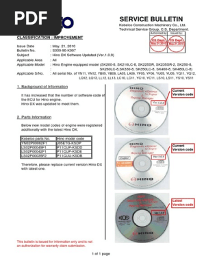 Hino DX Software Update Bulletin | PDF | Computing | Software