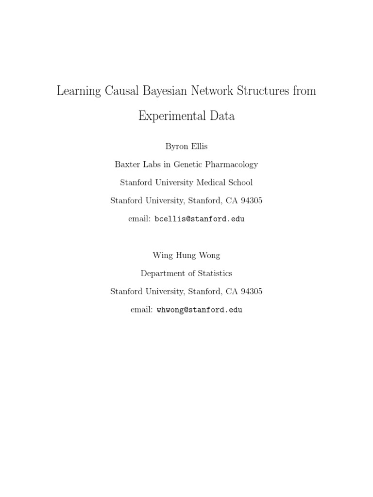 Learning Causal Bayesian Network Structures From Experimental Data ...