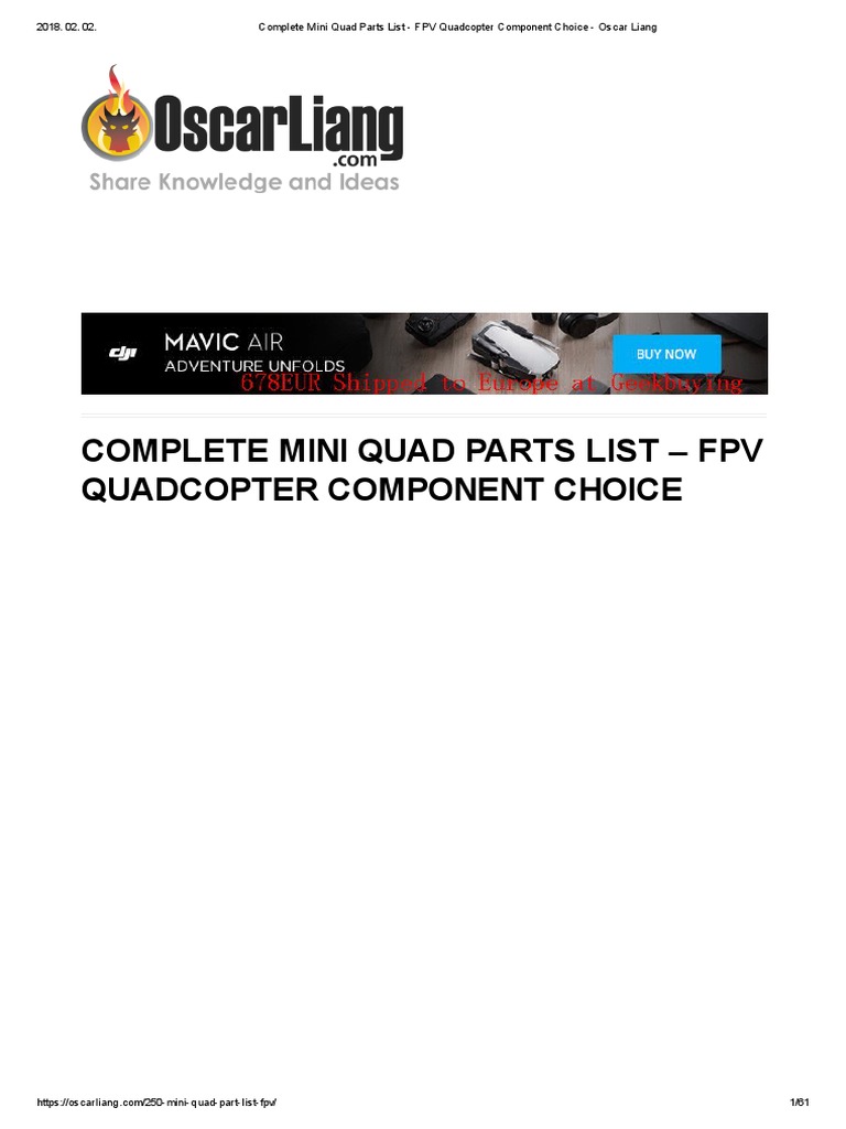 Complete Mini Quad Parts List - FPV Quadcopter Component Choice - Oscar ...