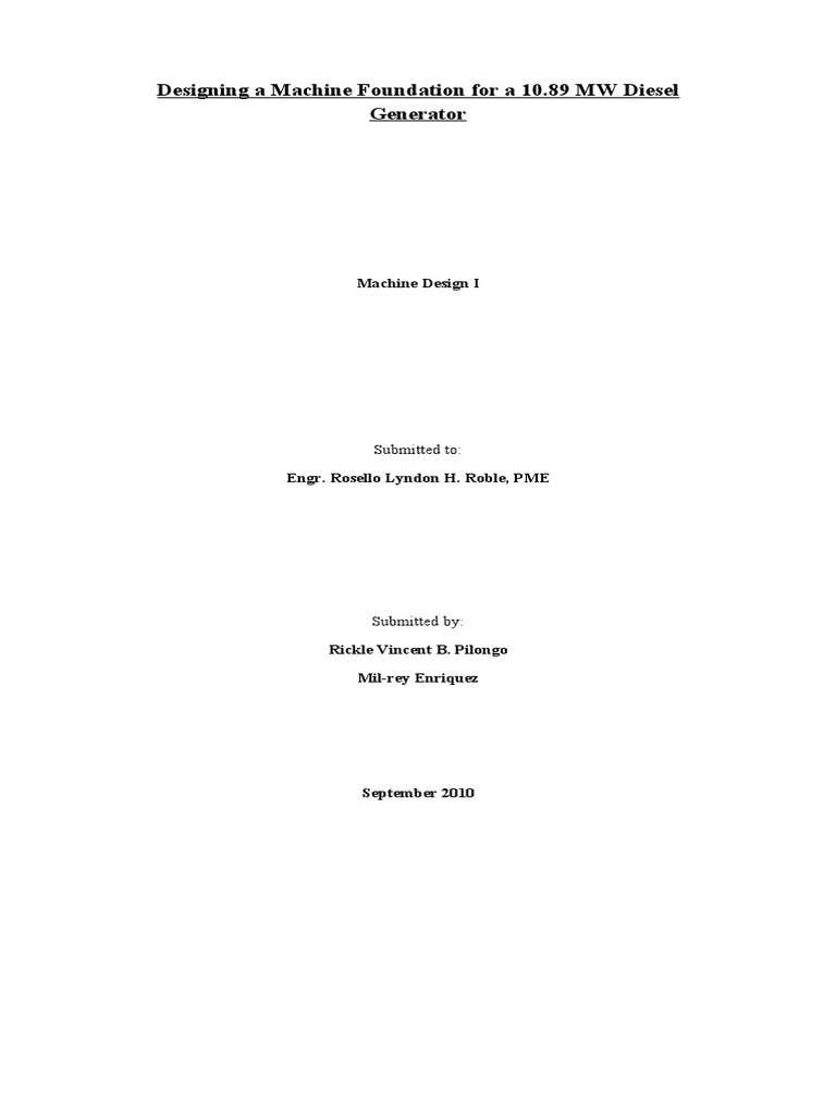 Diesel Generator Foundation Design Guide | PDF | Concrete | Diesel Engine
