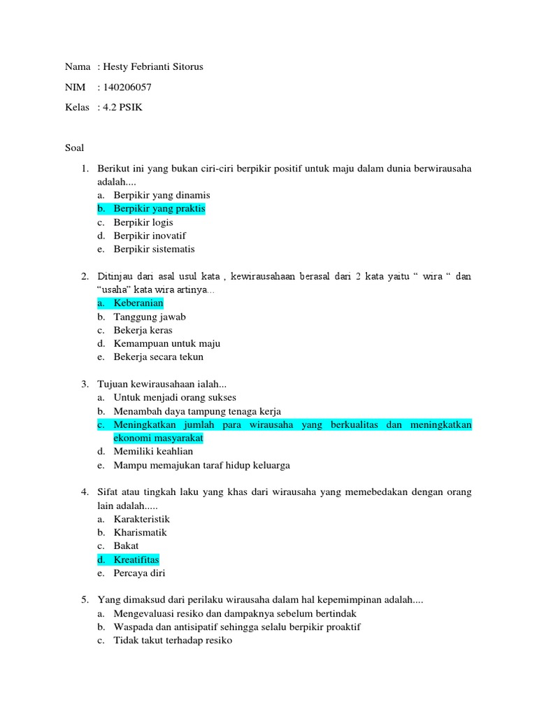 Soal Wirausaha Pdf