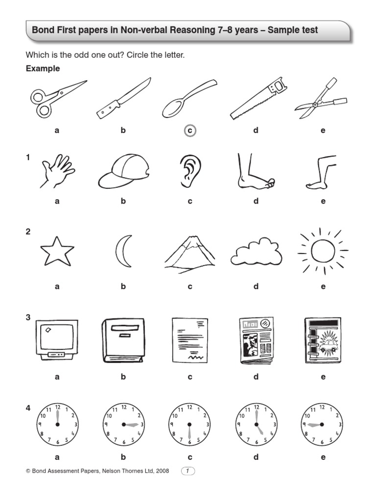 7 8 non verbal reasoning bond 1st level paper pdf learning cognition