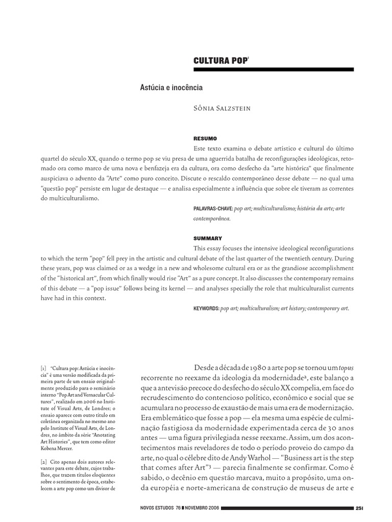 Sônia Salzstein - Cultura Pop PDF | PDF | Sociologia | Burguesia