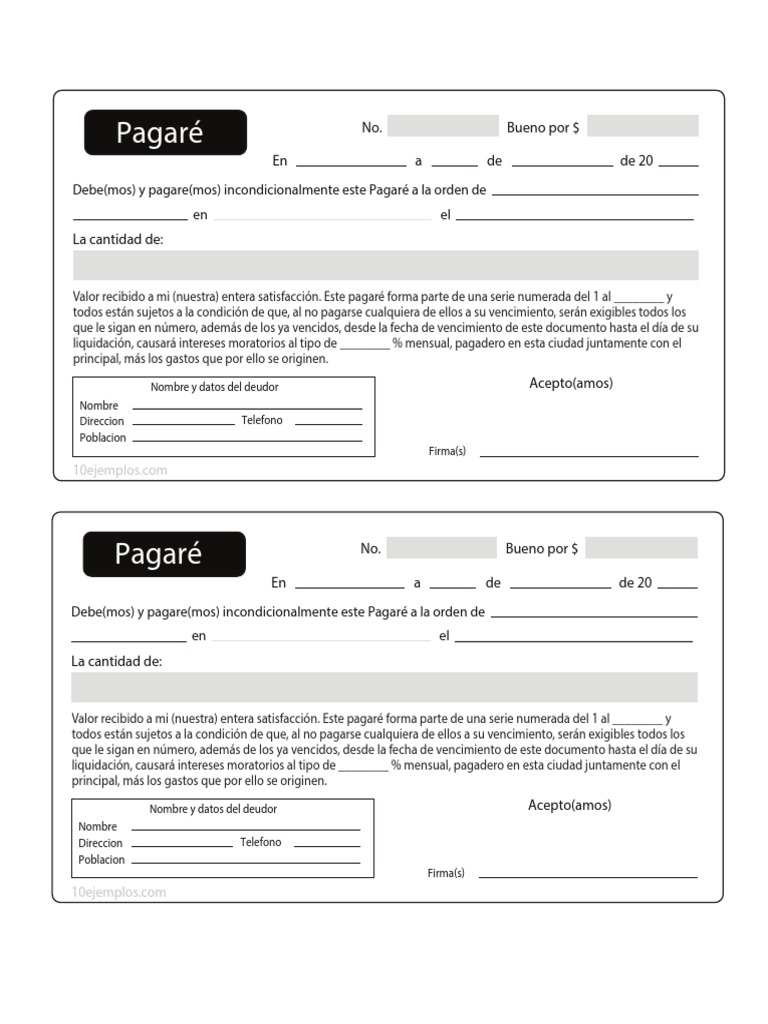 Pagare para Imprimir PDF | PDF | Responsabilidad (contabilidad financiera)  | Finanzas personales