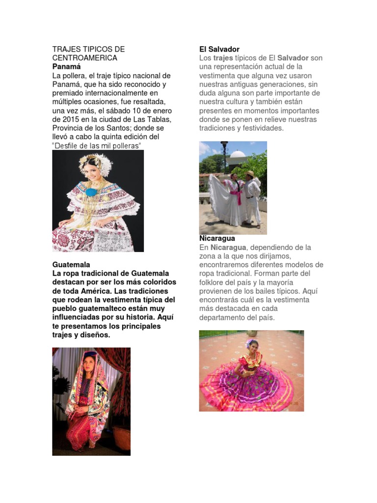 Trajes Tipicos de Centroamerica PDF Centroam rica Cultura de