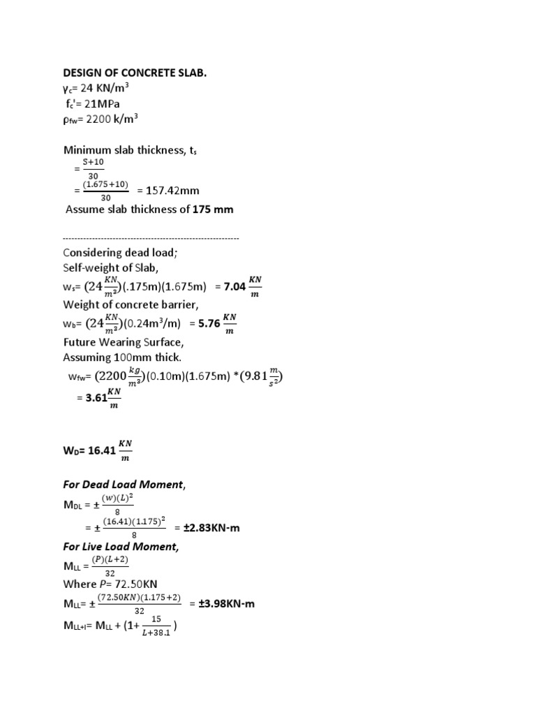 Design of Concrete Slab PDF Structural Engineering Composite Material