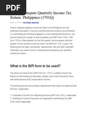 How to Compute Quarterly Income Tax Return