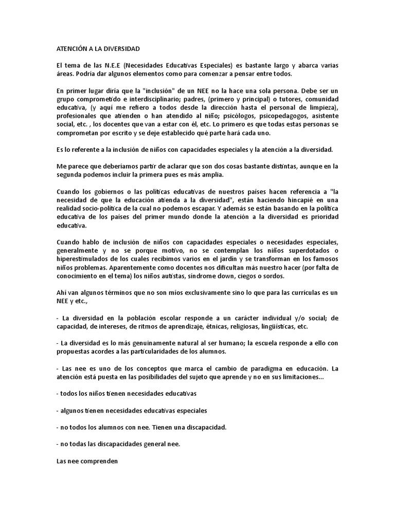 Atención A La Diversidad | PDF | Plan de estudios | Educación especial