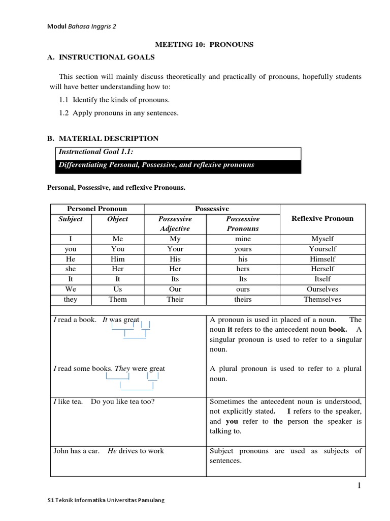 Understanding English Pronouns | PDF | Pronoun | Noun